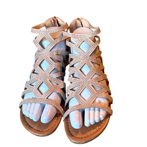 Daisy Fuentes Twigrette Rhinestone Gladiator Sandals Blush Pink Zip 7W